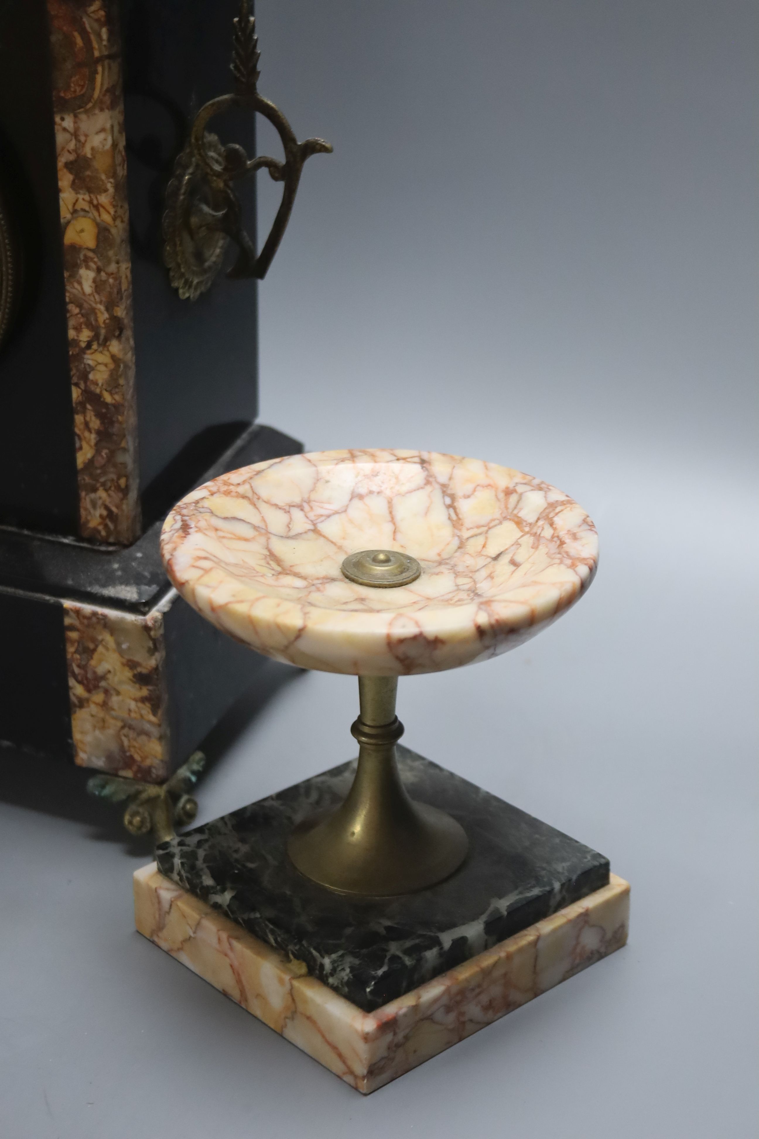 A slate marble mantel clock, height 43cm